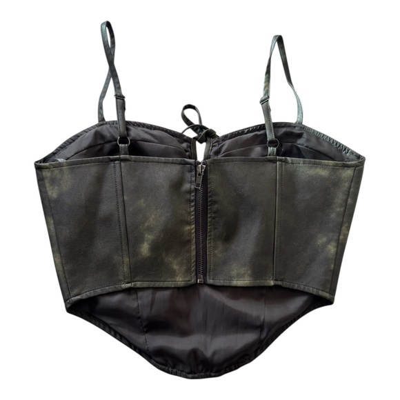 Fashion Nova Faux Leather Corset Top | Lace-Up Bustier Camisole Y2K Clubwear - Picture 8 of 15